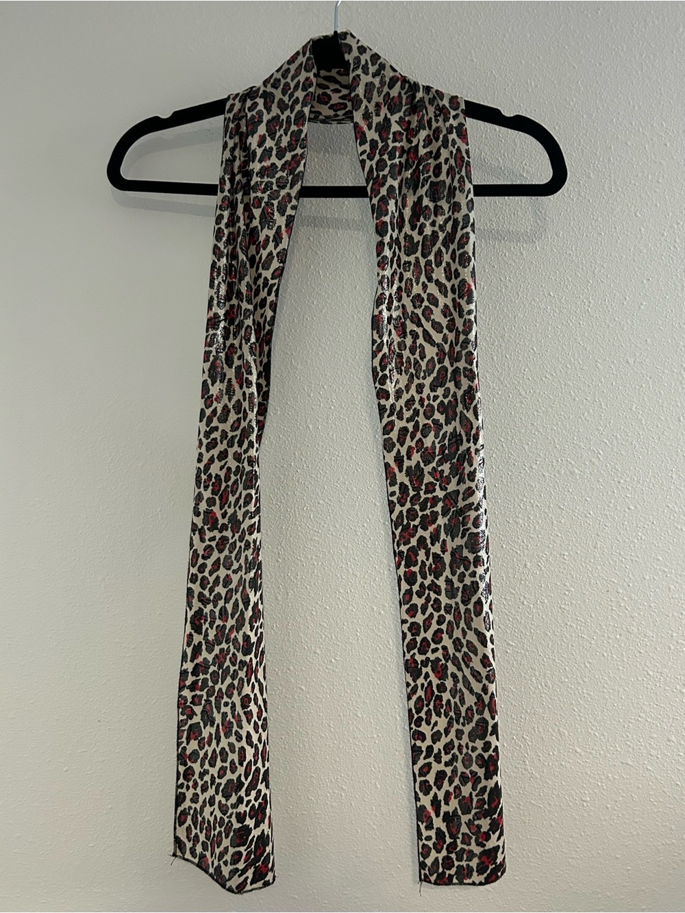 Leopard Print Scarf in Cream with Black and Red Accents